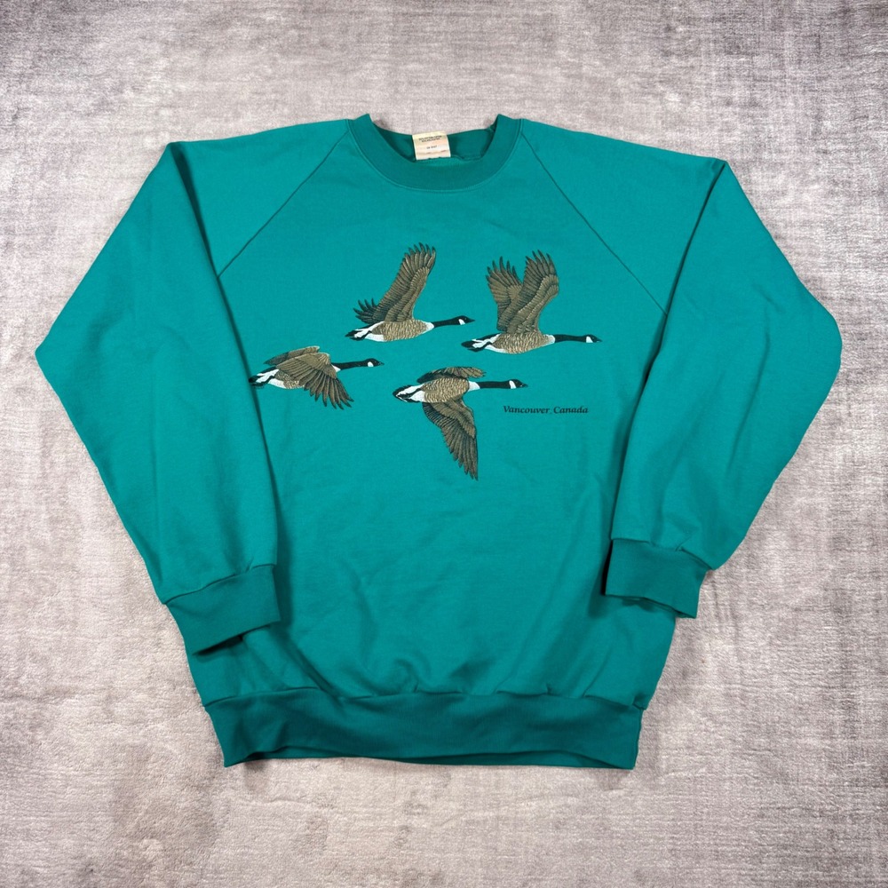 Vintage Nature Sweatshirt Mens XL Blue 90s Canada Geese Vancouver Harlequin